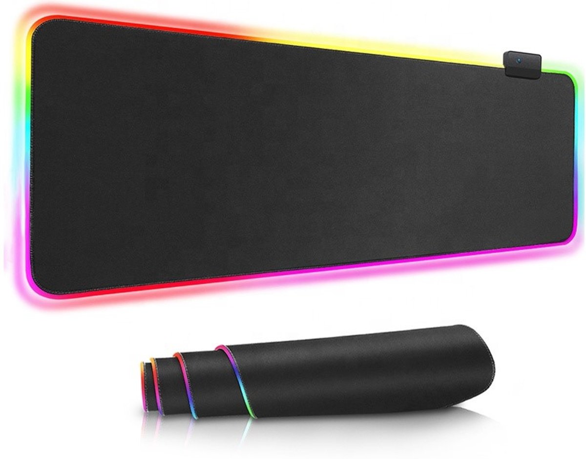 RGB Gaming Muismat XXL | LED Verlichting | Waterproof | 80x30 cm | Mousepad | Anti-Slip | Toetsenbord | Zwart